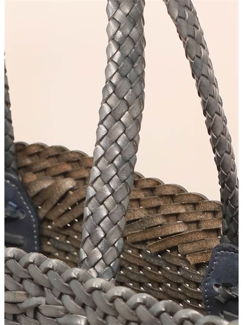 Borsa in pelle intrecciata azzurro-grigio Laboratorio Capri | 034SLATEBLUE